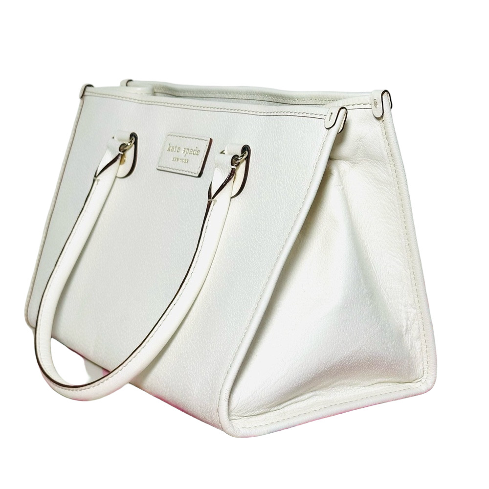 KATE SPADE LEATHER CLASSIC IVORY Shoulder Bag overnight large size 15.5 x 10.5” - Picture 3 of 16